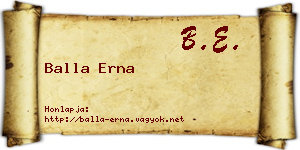 Balla Erna névjegykártya